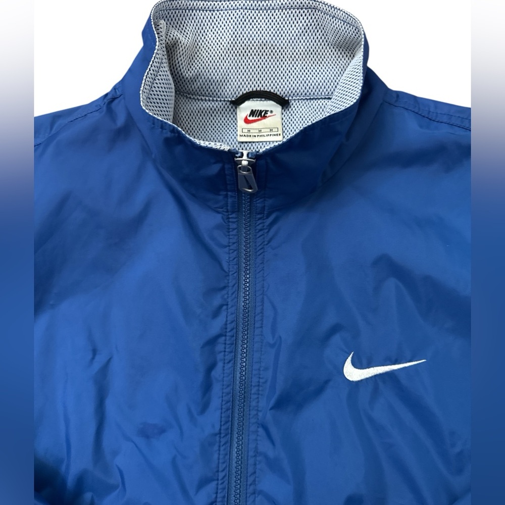 Vintage 90’s Nike Men’s Windbreaker Size Medium Blue Swoosh Logo Embroidered